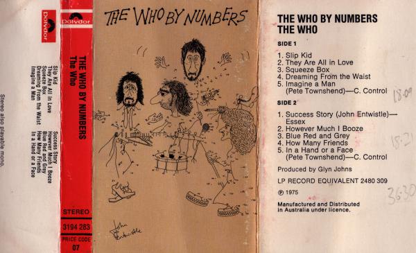 <i>The Who By Numbers</i> cassette inlay card.