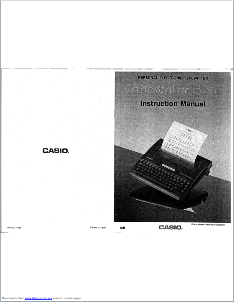 Image of front page of manual, showing large white space bands at top and bottom.