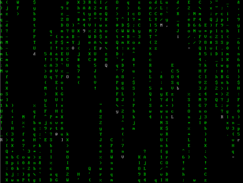 cmatrix -- green letters cascading down the screen