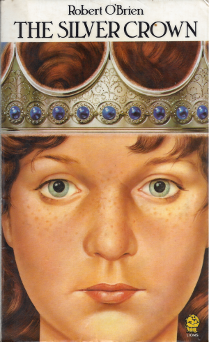 The front cover; a face-on cover painting of a girl wearing a silver crown